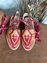 Load image into Gallery viewer, PERLITA Lace-Up Huaraches - Red/Tan