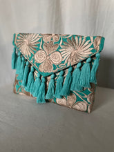 Load image into Gallery viewer, Embroidered Clutch - Turquoise/Gold
