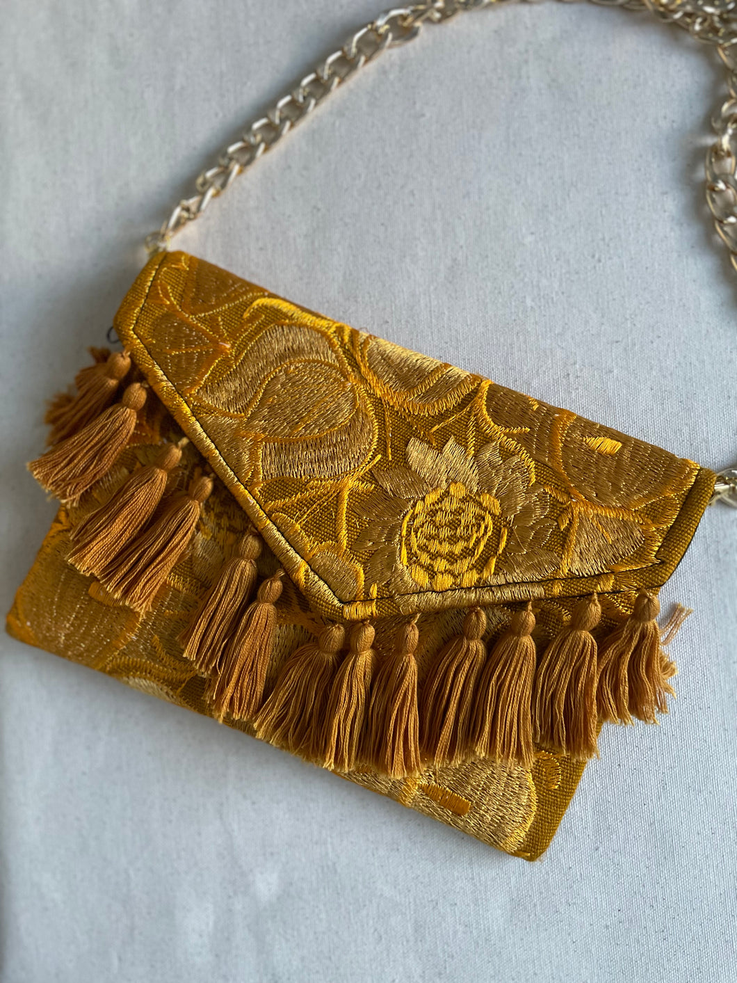 Embroidered Clutch - Mustard